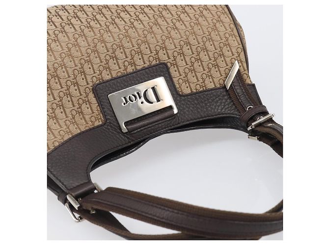 Borsa a mano Christian Dior Trotter Canvas Marrone Argento Auth 207724V - vista 6