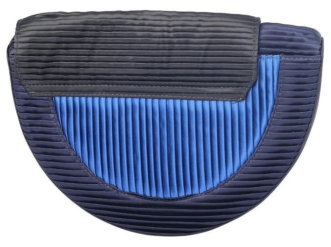 Clutch plissettata geometrica Gianni Versace Couture Blu - vista 3