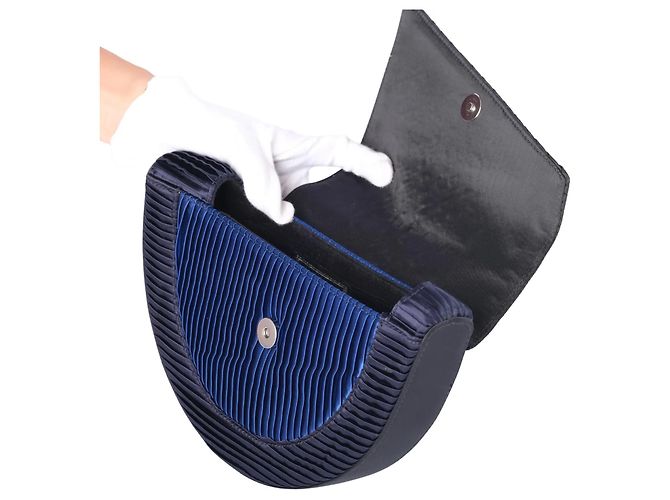 Clutch plissettata geometrica Gianni Versace Couture Blu - vista 4