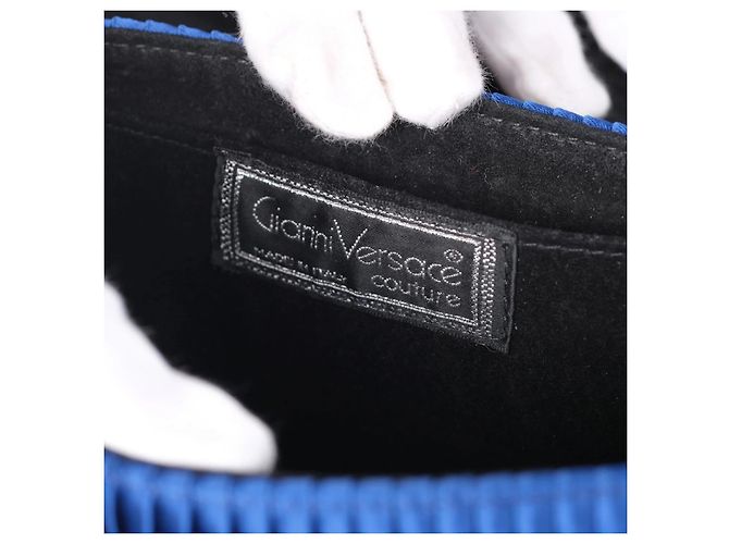 Clutch plissettata geometrica Gianni Versace Couture Blu - vista 8