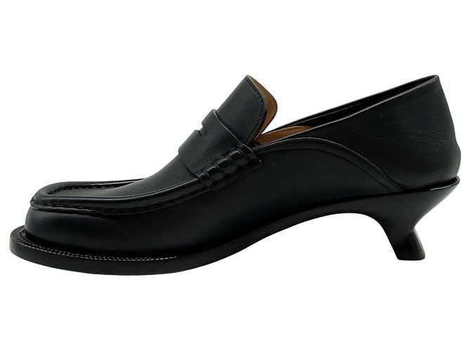 Mocassini Campo Flap Back in pelle nera Loewe Nero - vista 3