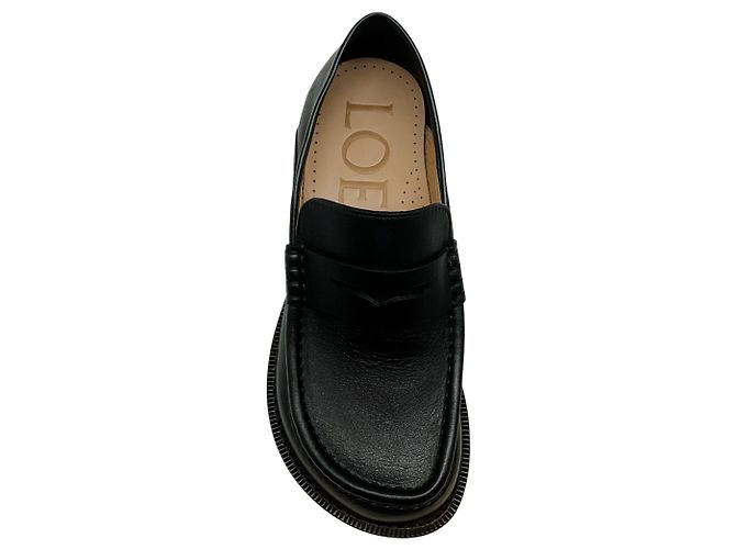 Mocassini Campo Flap Back in pelle nera Loewe Nero - vista 4