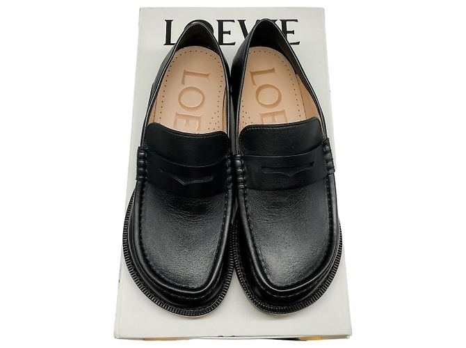 Mocassini Campo Flap Back in pelle nera Loewe Nero - vista 6