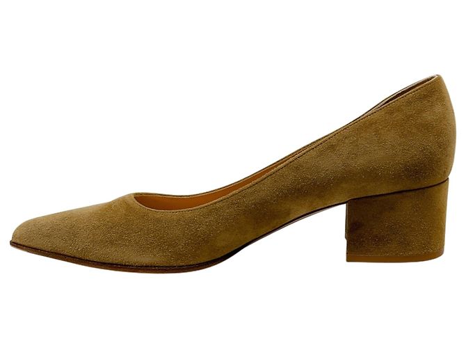 Décolleté Piper in camoscio camel Gianvito Rossi Marrone - vista 3
