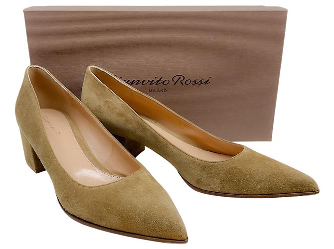 Décolleté Piper in camoscio camel Gianvito Rossi Marrone - vista 6