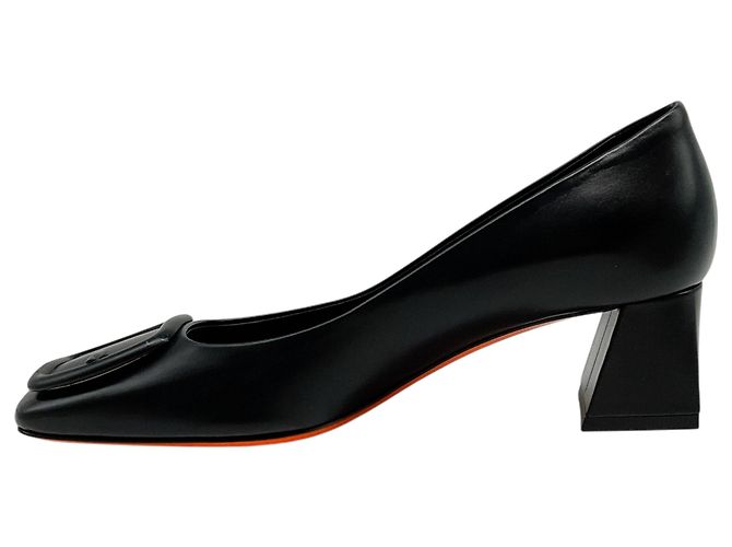 Santoni Pumps aus schwarzem Leder mit Hasmig-Schnalle - Ansicht 3