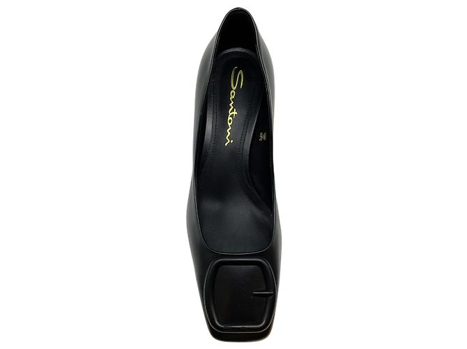 Santoni Pumps aus schwarzem Leder mit Hasmig-Schnalle - Ansicht 4