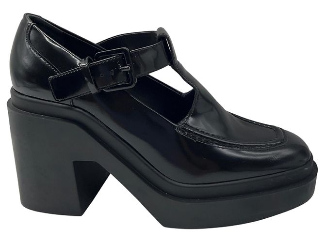 Robert Clergerie Oxford con tacco platform chunky in pelle lucida nera - vista 2