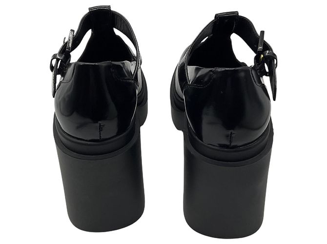 Robert Clergerie Oxford con tacco platform chunky in pelle lucida nera - vista 5