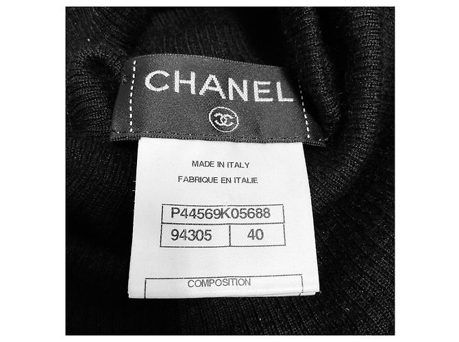 Chanel Rollkragenpullover aus geripptem Kaschmir- und Seidenstrick, langärmelig, schwarz - Ansicht 4