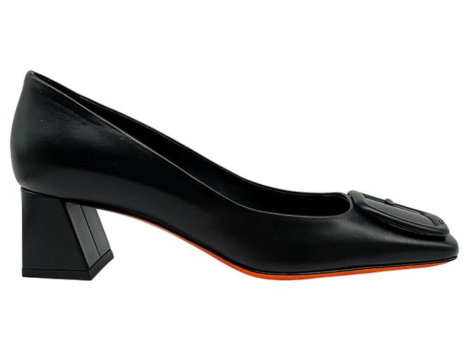 Santoni Pumps aus schwarzem Leder mit Hasmig-Schnalle - Ansicht 2
