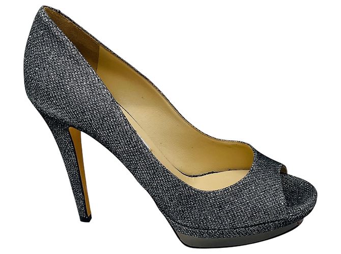 Zapatos de salón abiertos Jimmy Choo Silver Metallic Glitter Plata - vista 2