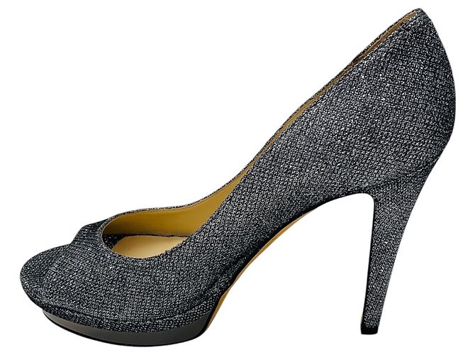 Zapatos de salón abiertos Jimmy Choo Silver Metallic Glitter Plata - vista 3