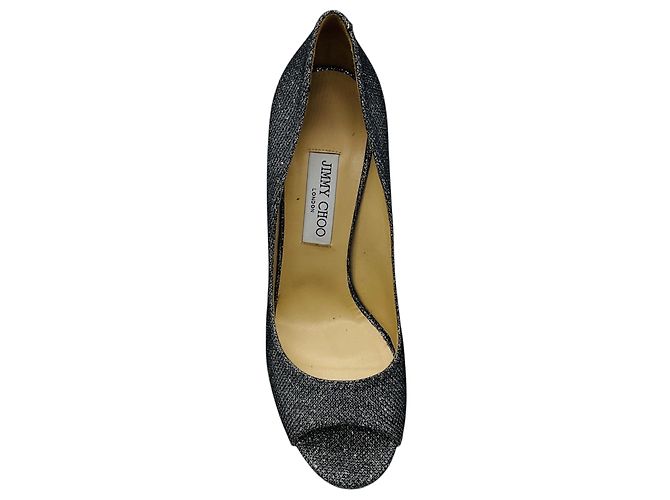 Zapatos de salón abiertos Jimmy Choo Silver Metallic Glitter Plata - vista 4