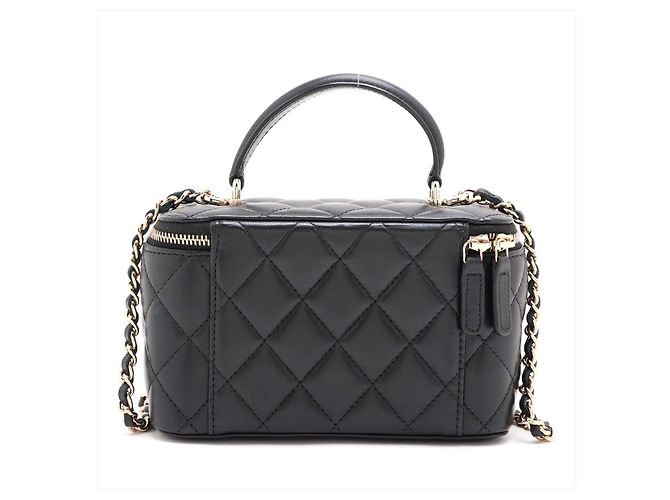 Chanel Vanity Case Small aus gestepptem Lammleder mit Kettenhandtasche Schwarz - Ansicht 2