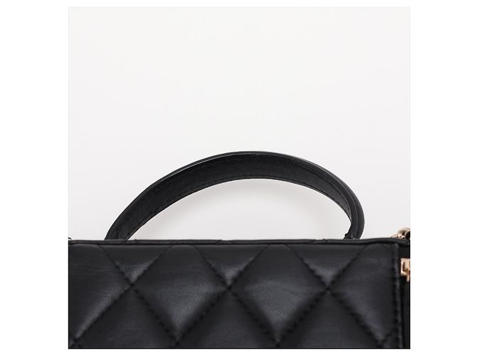 Chanel Vanity Case Small aus gestepptem Lammleder mit Kettenhandtasche Schwarz - Ansicht 6