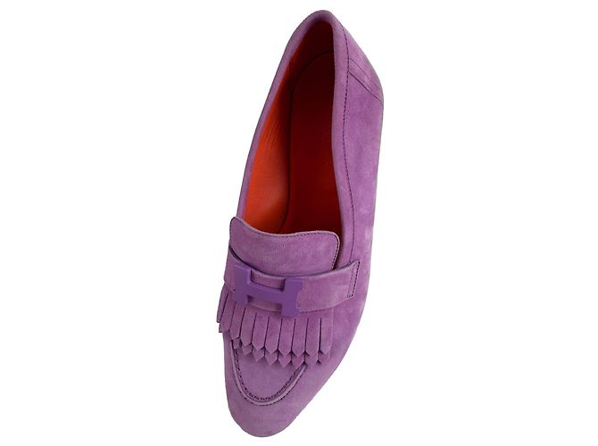 Hermès Royal Ziegenleder-Wildleder-Loafer 38 Violet Parm Lila - Ansicht 2