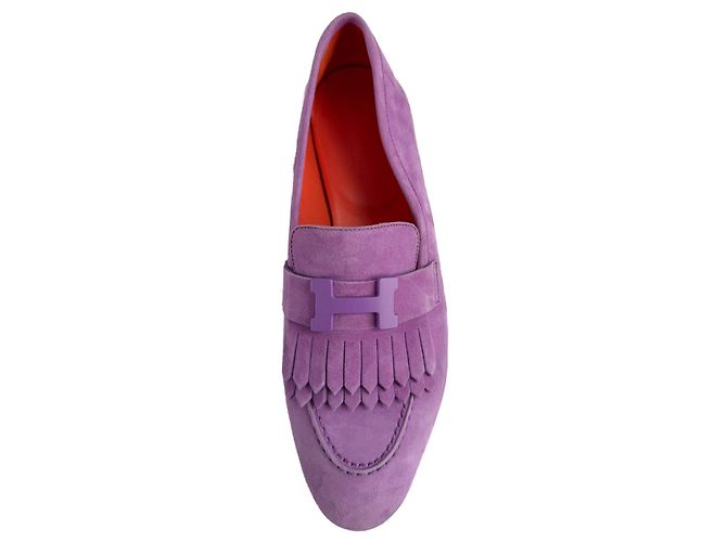 Hermès Royal Ziegenleder-Wildleder-Loafer 38 Violet Parm Lila - Ansicht 3