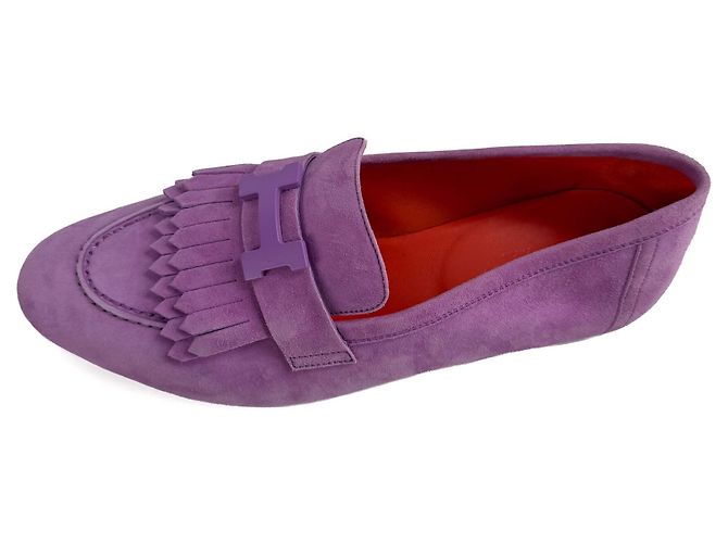 Hermès Royal Ziegenleder-Wildleder-Loafer 38 Violet Parm Lila - Ansicht 4