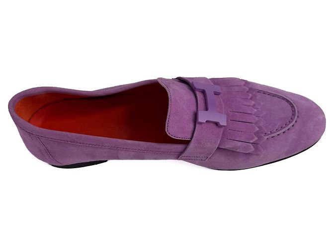 Hermès Royal Ziegenleder-Wildleder-Loafer 38 Violet Parm Lila - Ansicht 5