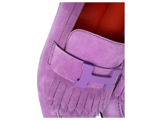 Hermès Royal Ziegenleder-Wildleder-Loafer 38 Violet Parm Lila - Ansicht 7