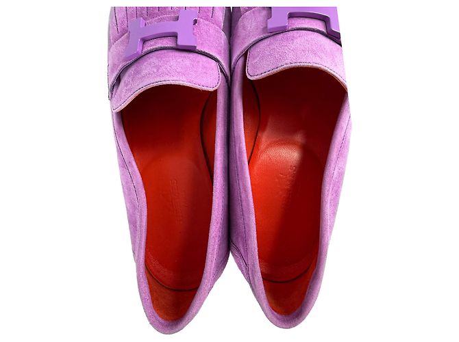Hermès Royal Ziegenleder-Wildleder-Loafer 38 Violet Parm Lila - Ansicht 10