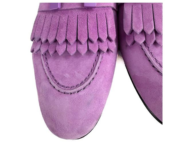 Hermès Royal Ziegenleder-Wildleder-Loafer 38 Violet Parm Lila - Ansicht 12