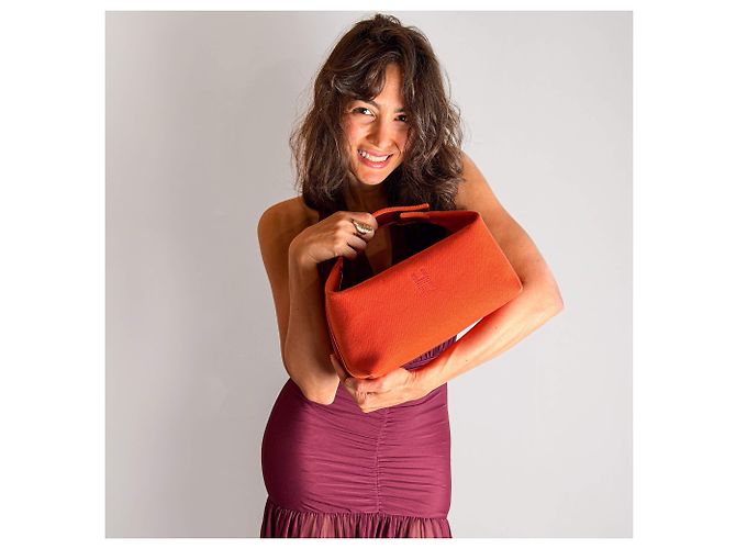 Hermès Trousse de Toilette Bride GM Wool Beauty Case Orange - vue 2