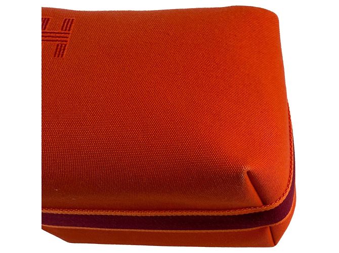 Hermès Trousse de Toilette Bride GM Wool Beauty Case Orange - vue 8