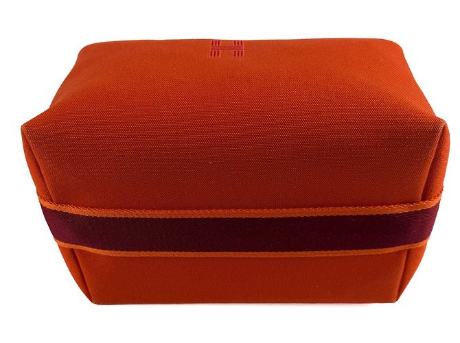 Hermès Trousse de Toilette Bride GM Wool Beauty Case Orange - vue 9