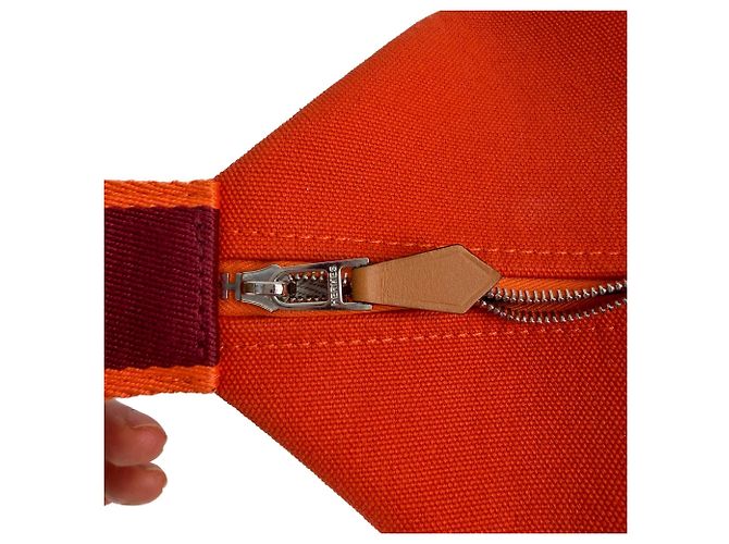 Hermès Trousse de Toilette Bride GM Wool Beauty Case Orange - vue 13