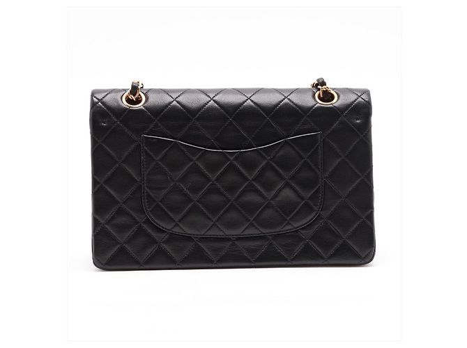 Timeless Chanel Vintage Classic Double Flap Medium Schultertasche aus gestepptem Lammleder Schwarz - Ansicht 2