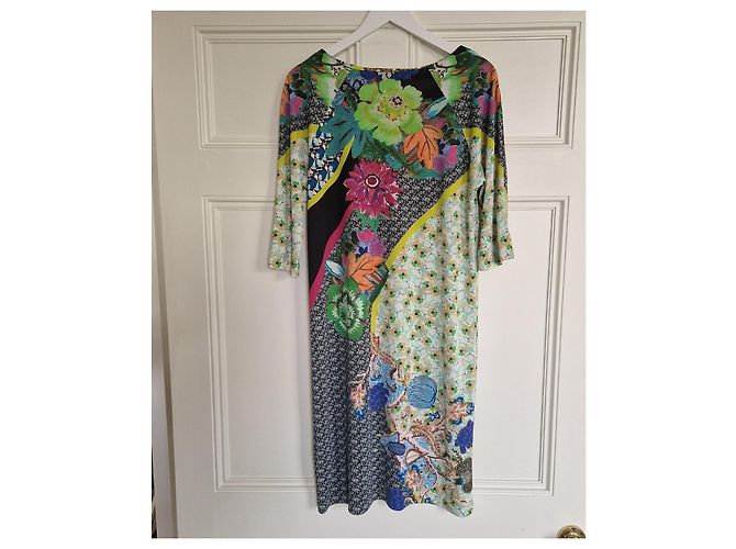 Abito midi Etro Milano con stampa floreale multicolore Marrone Nero Rosa Bianco Blu Verde Arancione Giallo - vista 2