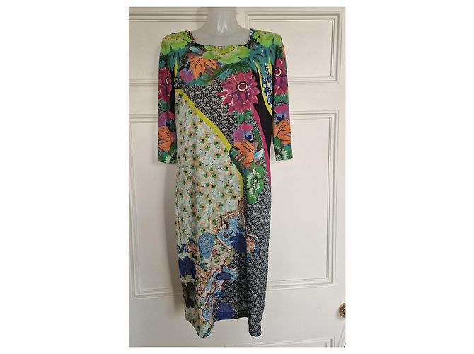Abito midi Etro Milano con stampa floreale multicolore Marrone Nero Rosa Bianco Blu Verde Arancione Giallo - vista 3