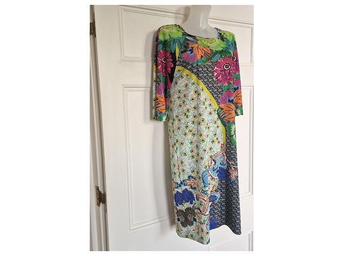 Abito midi Etro Milano con stampa floreale multicolore Marrone Nero Rosa Bianco Blu Verde Arancione Giallo - vista 4