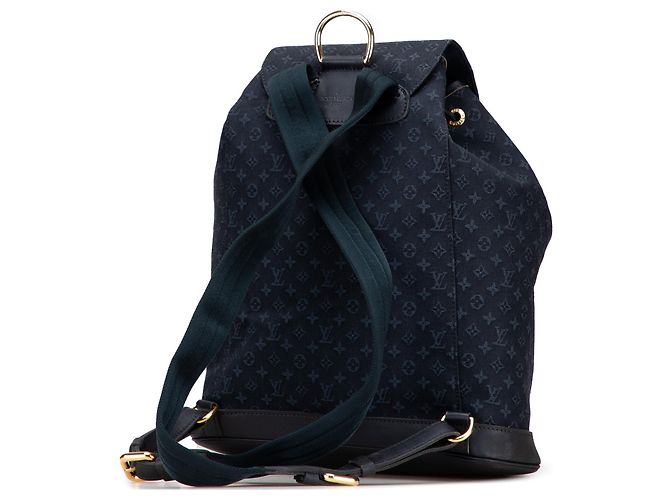 Zaino Louis Vuitton Monogram Mini Lin Montsouris GM Blu - vista 2