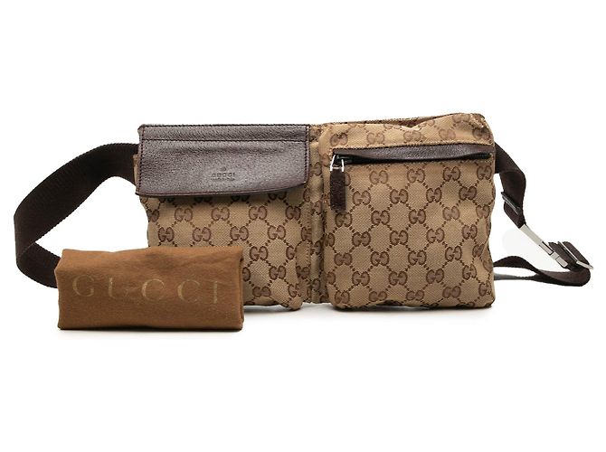 Borsa cintura Gucci GG Canvas beige con doppia tasca - vista 7