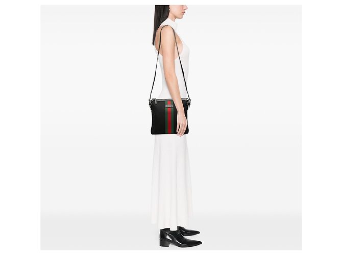 Borsa a tracolla Gucci GG Techno Canvas Web nera Nero - vista 7