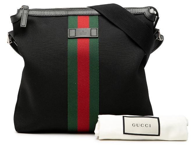 Borsa a tracolla Gucci GG Techno Canvas Web nera Nero - vista 8