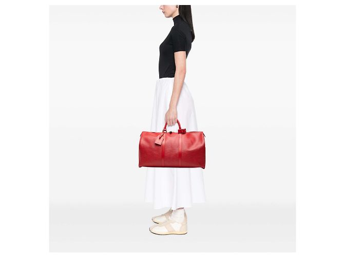 Sac de voyage Louis Vuitton Epi Keepall 50 rouge - vue 7