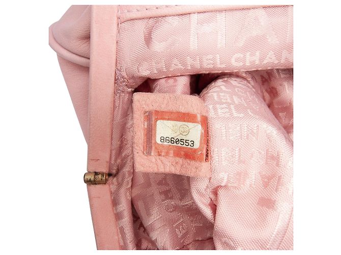 Chanel Camellia Top Handle Frame Bag Handtasche aus rosa Lammleder - Ansicht 6