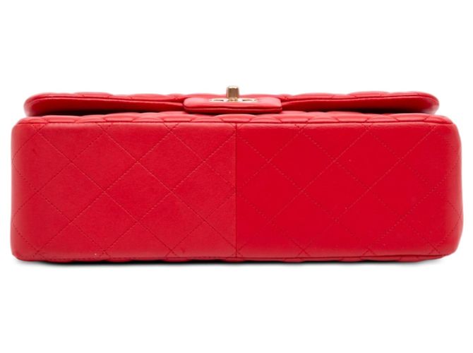 Borsa a tracolla Chanel Jumbo Classic Double Flap in pelle d'agnello rossa Rosso - vista 3