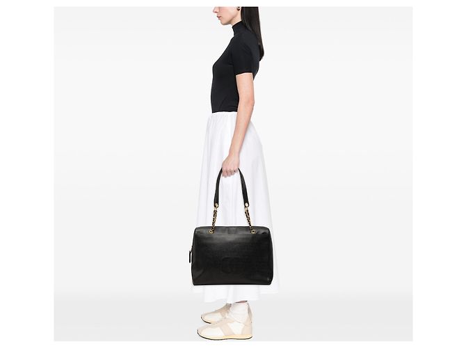 Borsa a tracolla Chanel Caviar CC nera Nero - vista 7