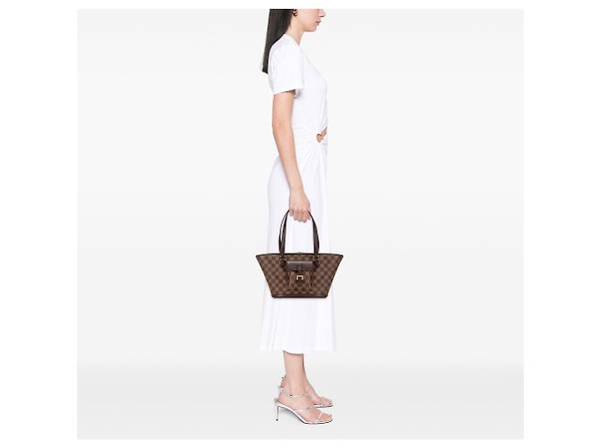 Bolso de hombro Louis Vuitton Damier Ebene Manosque PM Marrón Castaño - vista 11