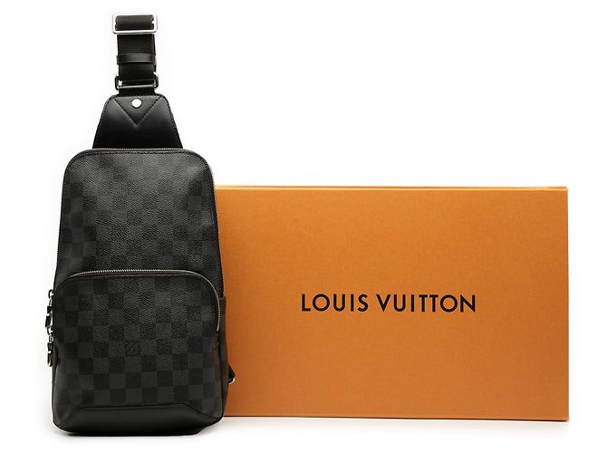 Borsa a tracolla Louis Vuitton Avenue Sling Damier Graphite Nera - vista 10