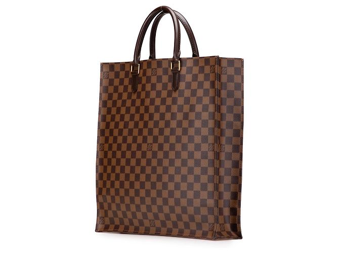 Borsa Tote Louis Vuitton Damier Ebene Sac Plat Marrone - vista 2
