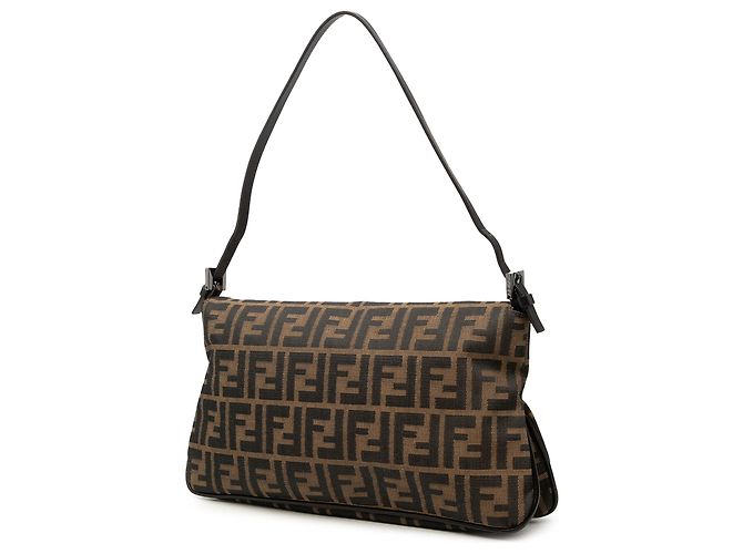 Fendi Zucca Canvas Schultertasche mit doppeltem Verschluss, braun - Ansicht 2