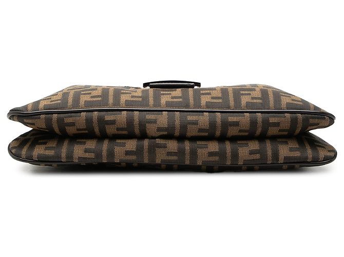 Fendi Zucca Canvas Schultertasche mit doppeltem Verschluss, braun - Ansicht 3
