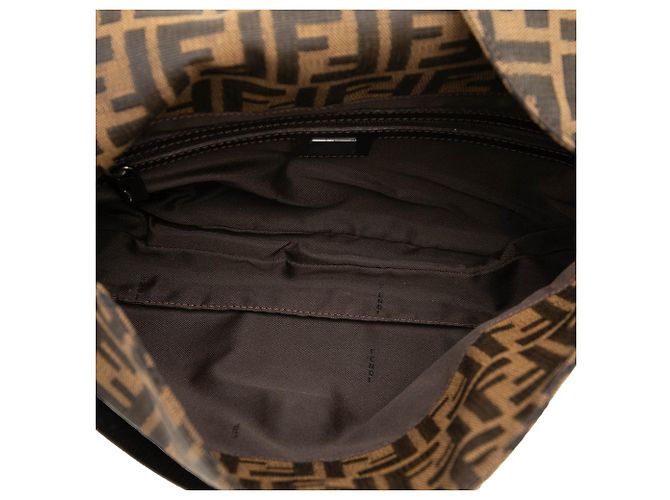 Fendi Zucca Canvas Schultertasche mit doppeltem Verschluss, braun - Ansicht 4