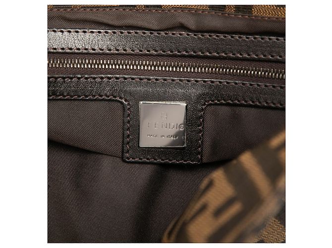 Fendi Zucca Canvas Schultertasche mit doppeltem Verschluss, braun - Ansicht 5
